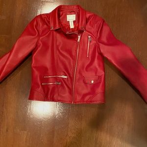 Zara Kids Red Leather Jacket